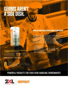 Force® No Rinse Food Service Disinfecting Wipes Sell Sheet