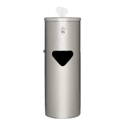 Front view of Stainless Stand holding wipes.