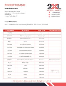 2XL441 Shop Wipes Canister Ingredient Disclosure