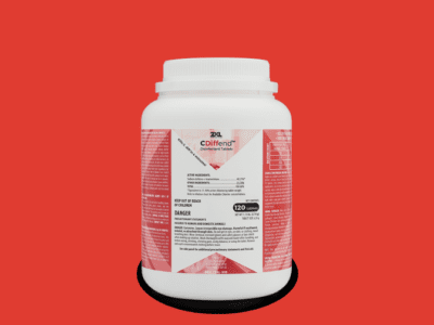 Front view of CDiffend Disinfectant Tablets.