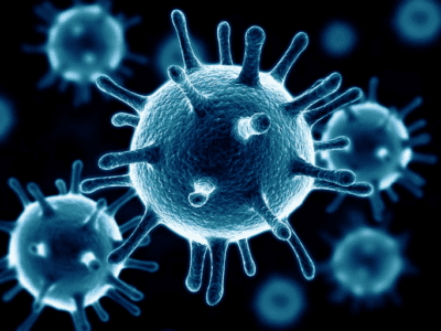 Illustration of a virus particles.