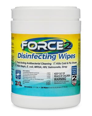 Front view of Force2 Disinfecting Wipes.