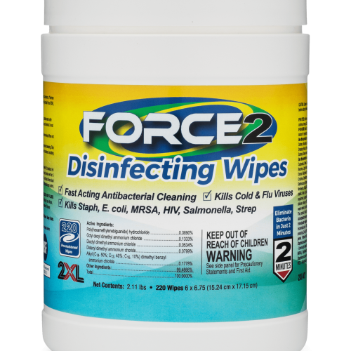 Front view of Force2 Disinfecting Wipes.