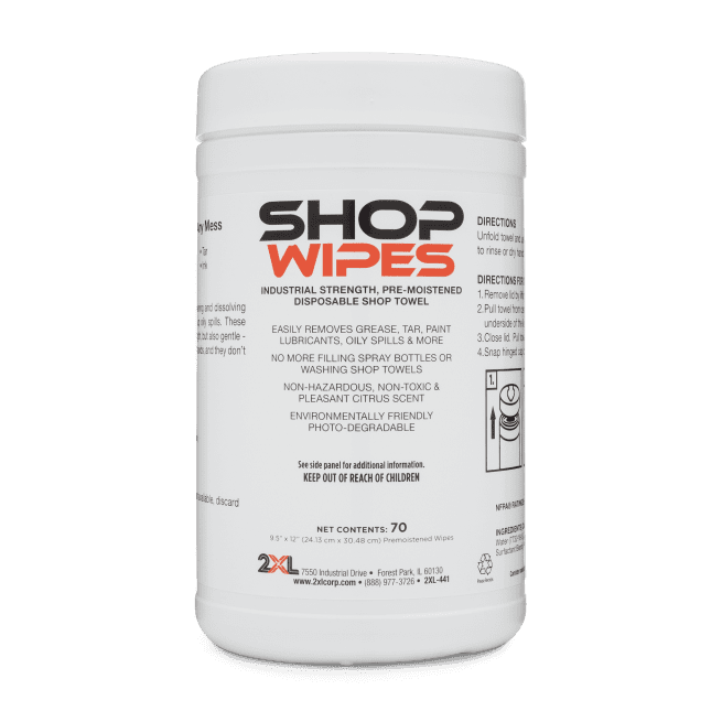 Front view of Shop Wipes.