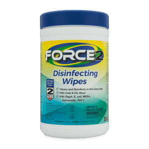 Front view of Force2 Disinfecting Wipes.