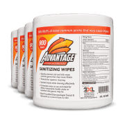 Front view of Advantage Sanitizing Wipes, group shot.