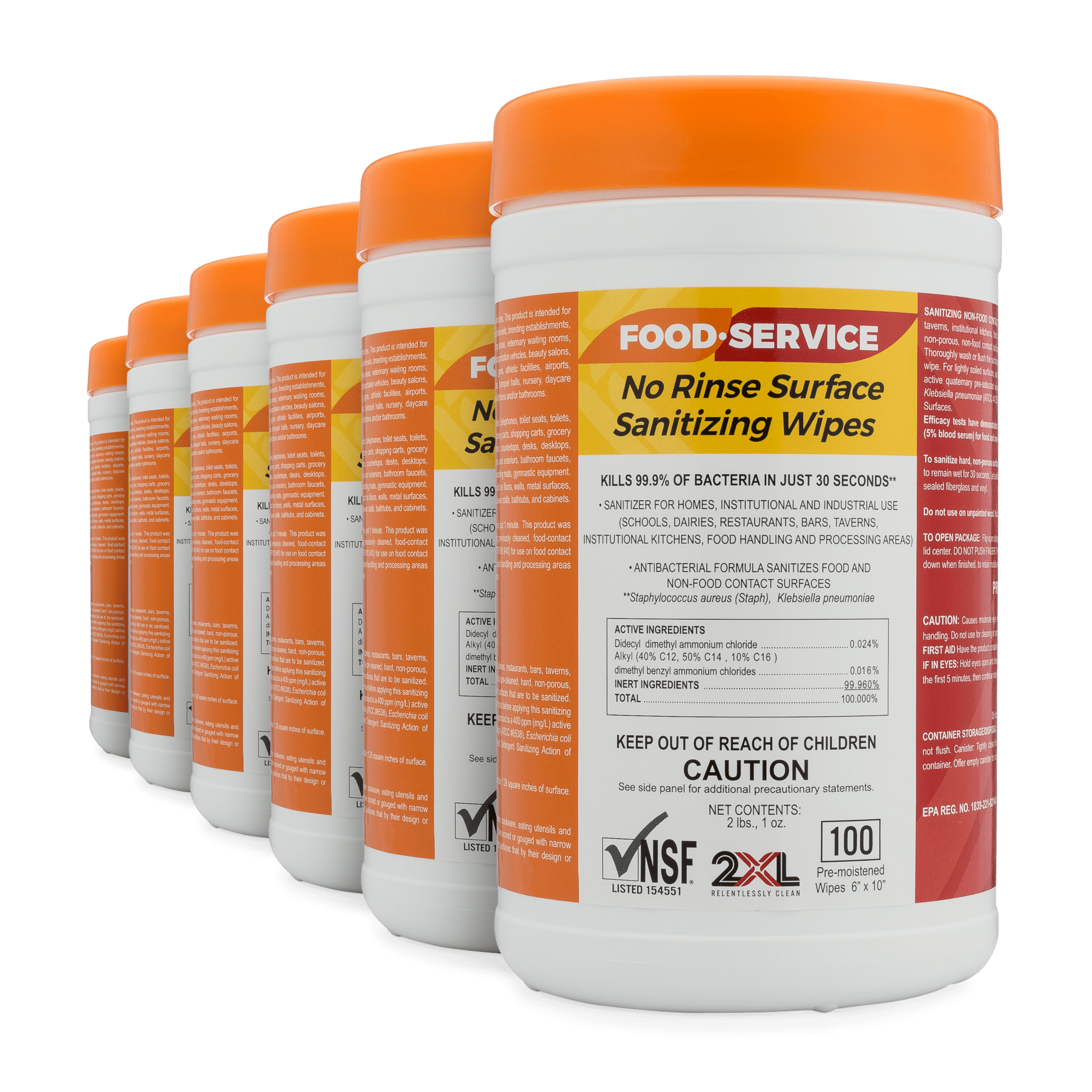 No Rinse Food Service Sanitizing Wipes (Canister) 2XL Corporation