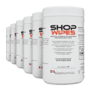 Front view of Shop Wipes, group shot.