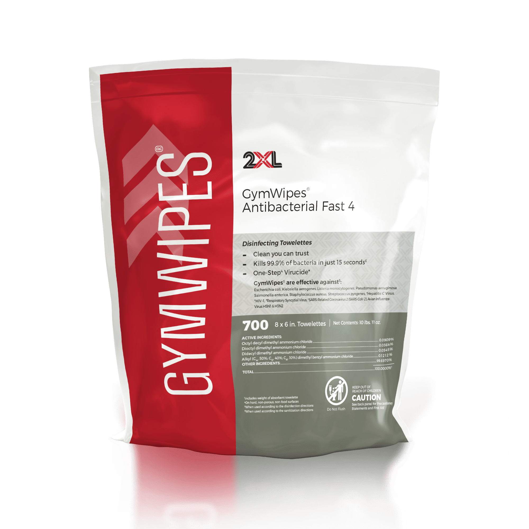 GymWipes Antibacterial Fast 4 refill package